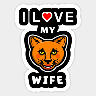 I Love my Cougar Wife funny graphic t-shirt, to show your love for your older Wife. Sticker